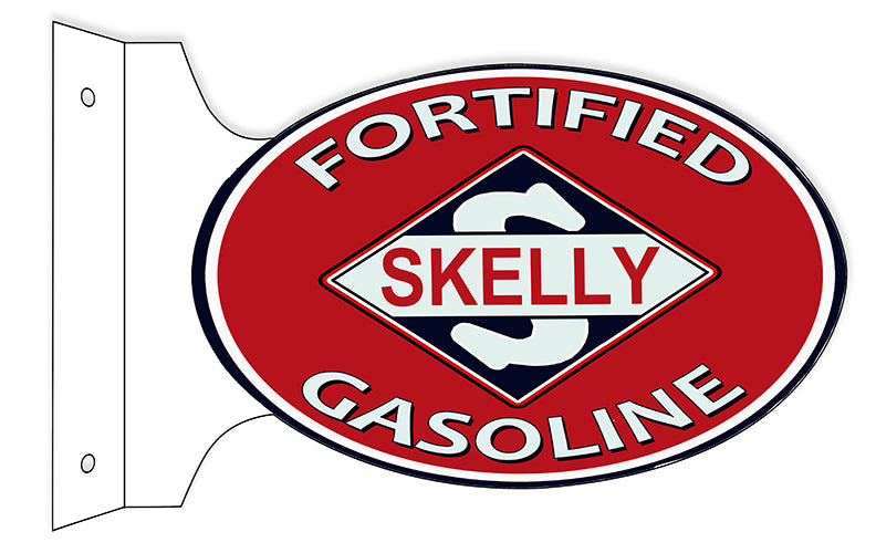 Skelly Gasoline Motor Oil Double Sided Flange Vintage Style Metal Sign 12 × 18