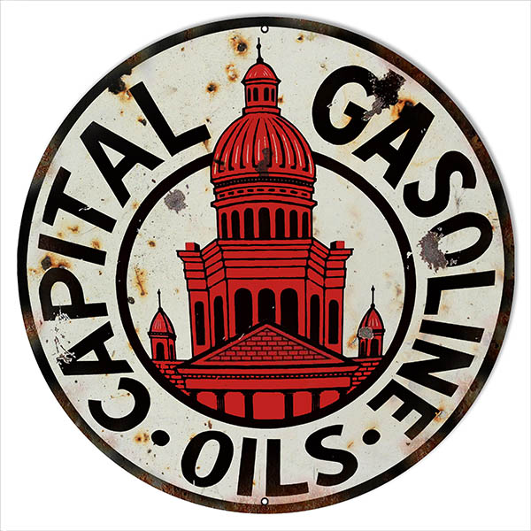 Capital Gasoline Oils Motor Oil Vintage Style Metal Sign 18 x 18