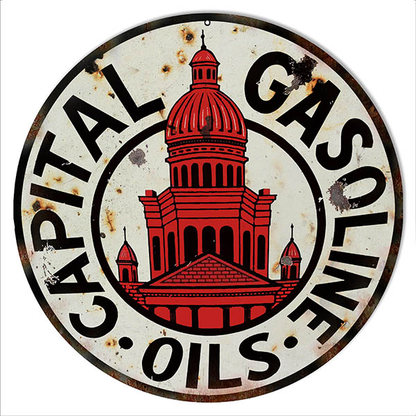 Capital Gasoline Oils Motor Oil Vintage Style Metal Sign 14 x 14