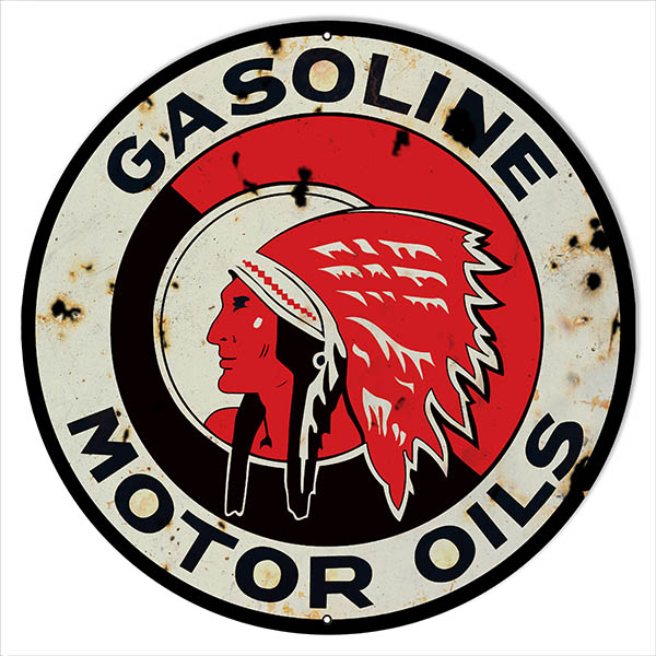 Indian Gasoline Motor Oils Vintage Style Metal Sign 18 x 18