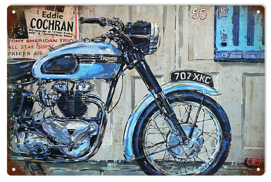 Triumph Motorcycle Classic British Vintage Style Metal Sign 12 x 18