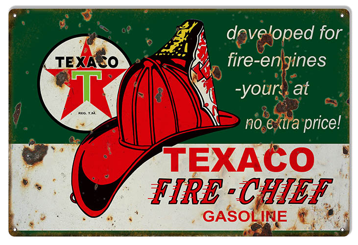 Fire Engines Texaco Motor Oil Vintage Style Metal Sign 16 × 24