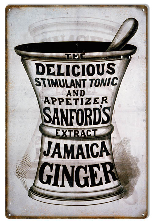 Sanfords Extract Jamaica Ginger Vintage Style Metal Sign 12 × 18