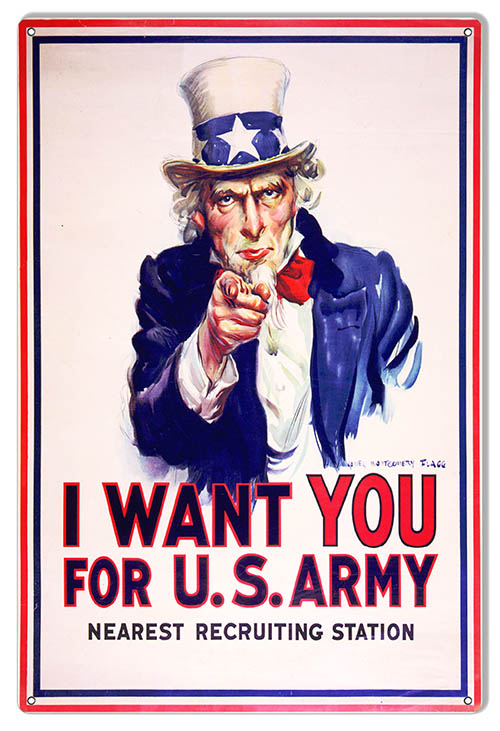 Uncle Sam I Want You For U.S Army 12×18