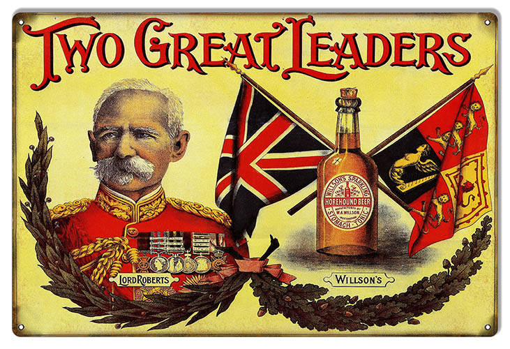 Two Great Leaders Horehound Beer Vintage Style Metal Sign 12 × 18