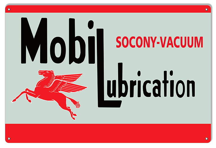 Mobil Lubrication Motor Oil Vintage Style Metal Sign 16 × 24