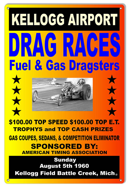 Kellogg Airport Drag Races August 5th 1960 12×18