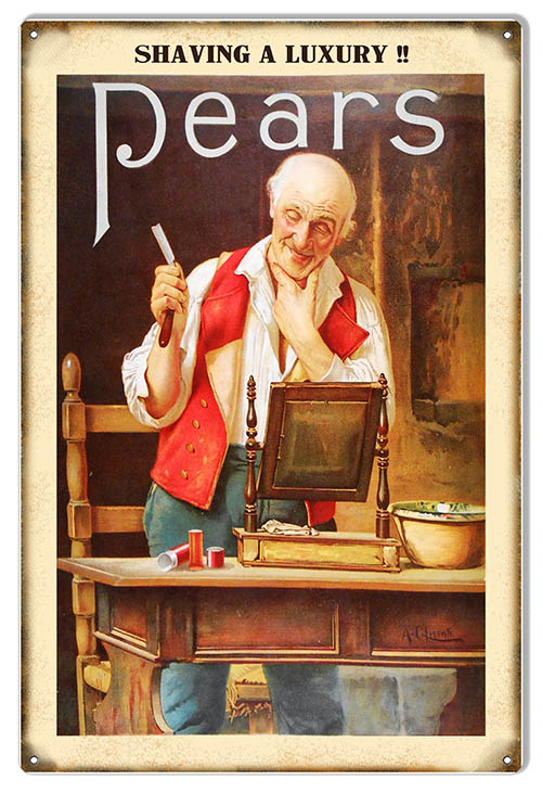 Shaving A Luxury Pears Soap Country 12×18
