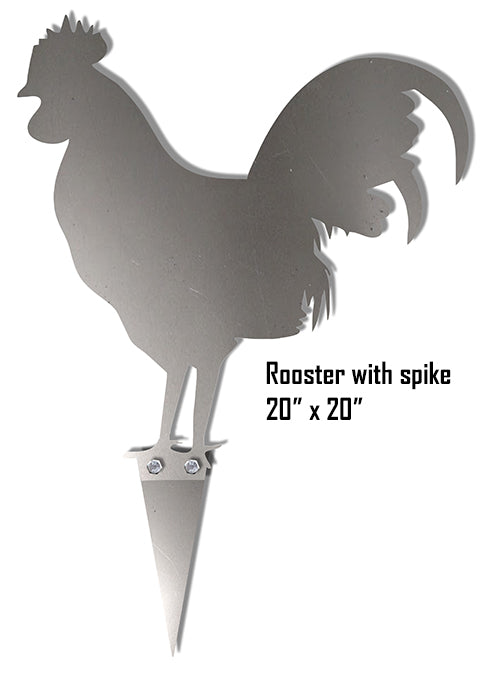 Rooster With Spike Yard Silouette 20×20