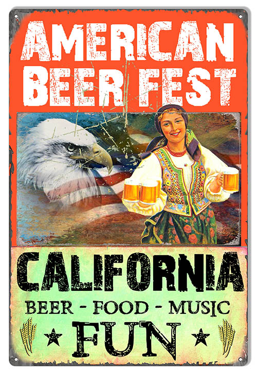 American Beer Fest Vintage Style Metal Sign 12 × 18