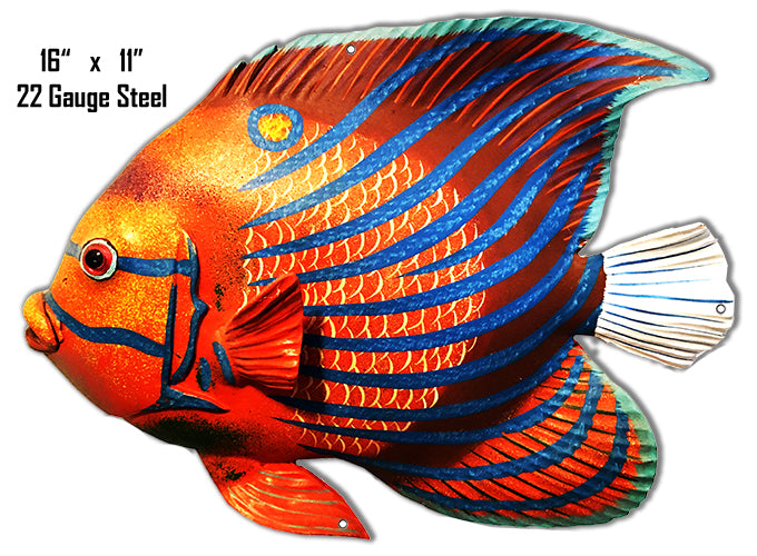 Red Yellow Blue Stripe Tropical Fish 11×16