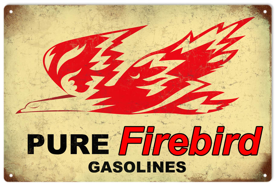 Pure Firebird Gasoline Motor Oil Vintage Style Metal Sign 12 x 18