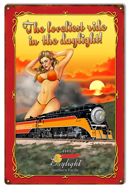 Daylight Railroad Pin Up Girl 12×18