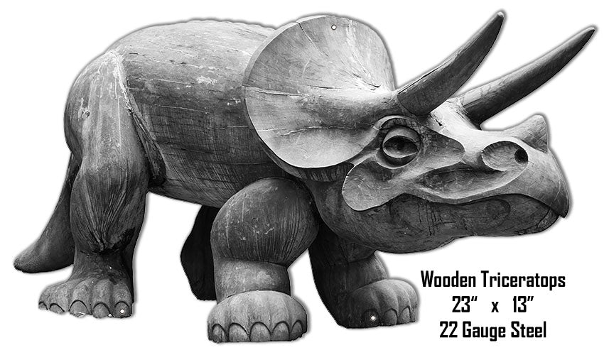 Wooden Triceratops Animal Art 13×23