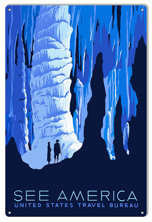 Blue US Travel Bureau 12×18