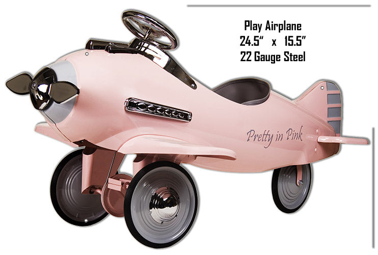 Pretty In Pink Airplane Vintage Style Metal Sign 15 × 24