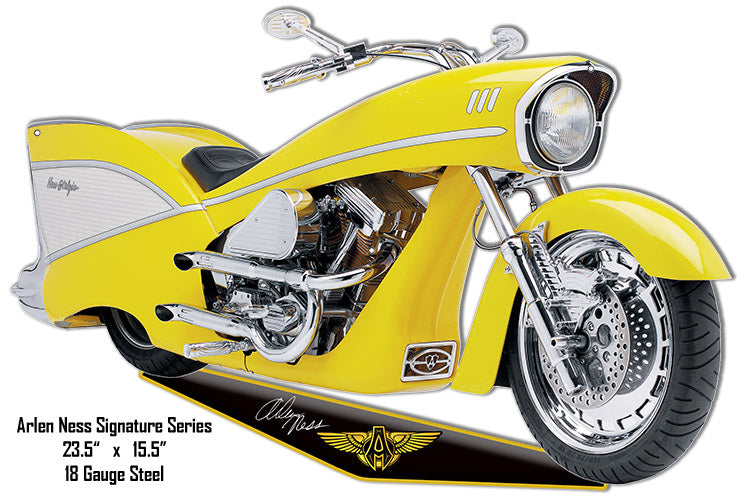 Yellow Motorcycle Vintage Style Metal Sign 15 × 23