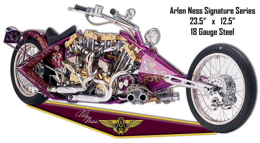 Maroon Motorcycle Vintage Style Metal Sign 12 × 23