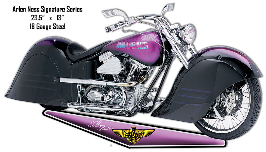 Purple Motorcycle Vintage Style Metal Sign 13 × 23