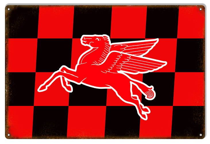 Black And Red Checker Pegasus Motor Oil 12×18