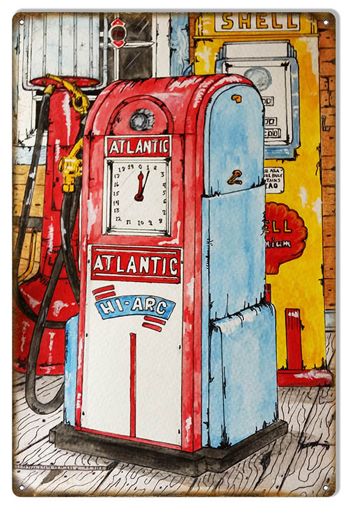 Atlantic Gas Station Pump 12×18