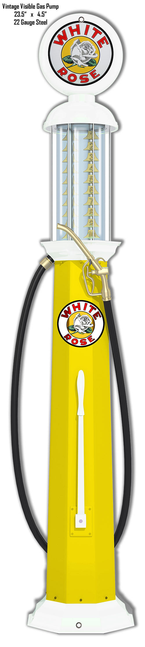 White Rose Gas Station Pump Vintage Style Metal Sign 4 × 23