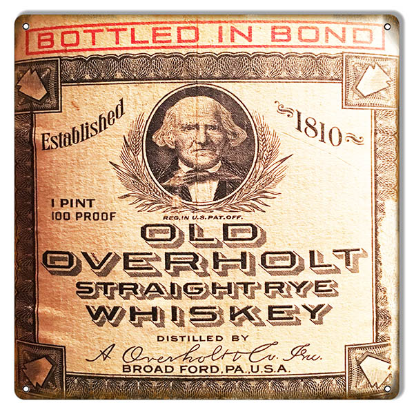 Old Overholt Whiskey Bar Vintage Style Metal Sign 12 × 12