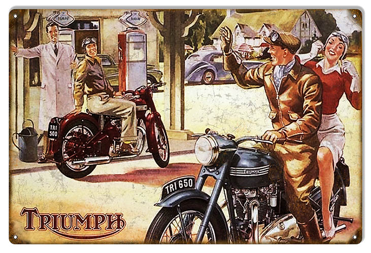 Triumph 650 Motorycle Vintage Style Metal Sign 12 x 18