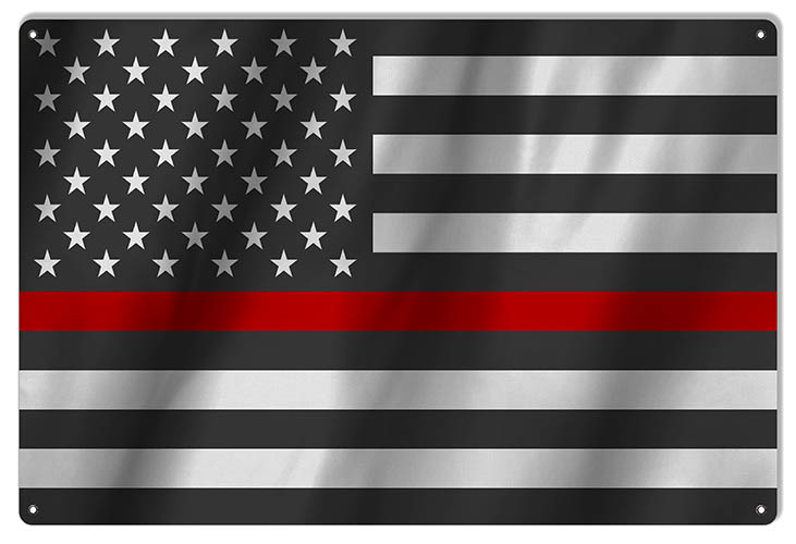 US Firemans Red State Flag 12×18