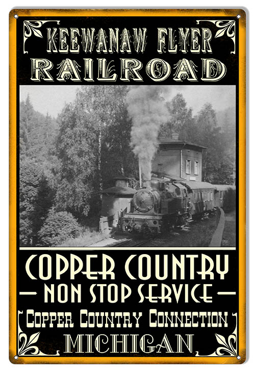 Keewanaw Flyer Railways Railroad 12″x18″