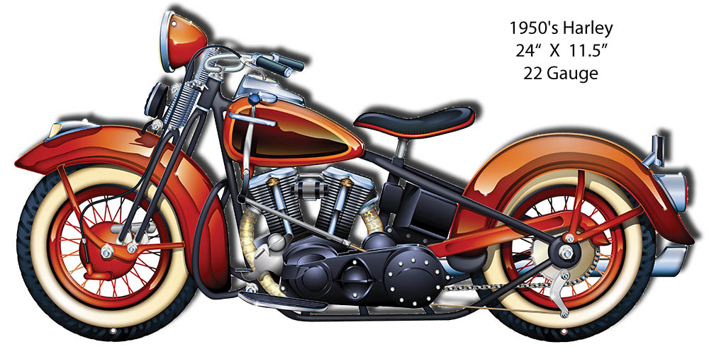 Motorcycle 1950s Vintage Style Metal Sign 11 x 24