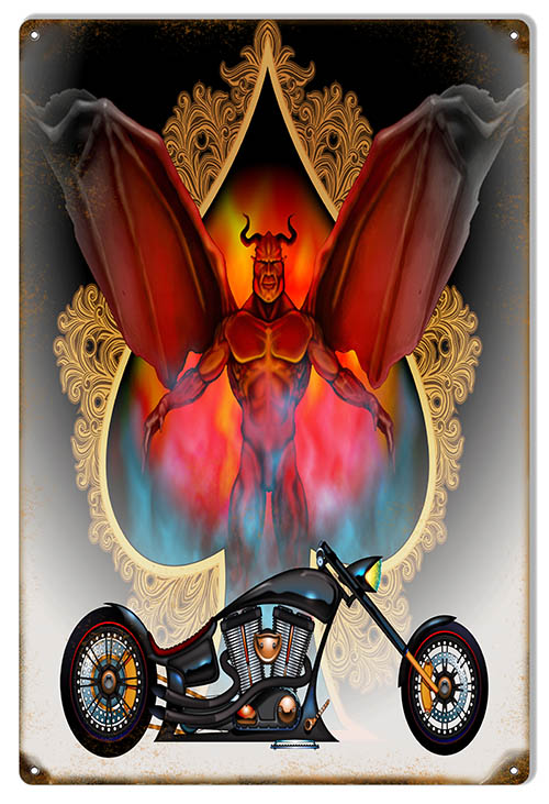 Motorcycle Fire Vintage Style Metal Sign 12 × 18