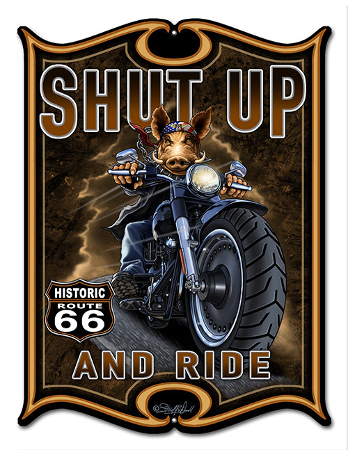 Route Motorcycle Hog Vintage Style Metal Sign 14 x 16