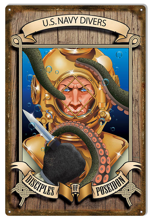 Navy Divers Disciples Of Poseidon 12×18
