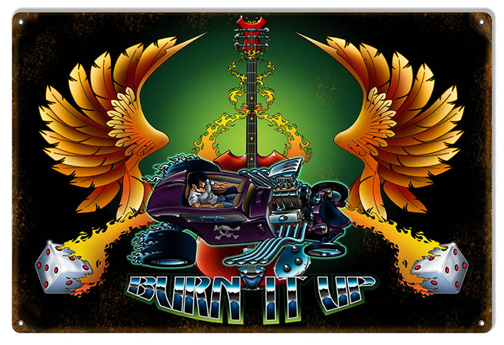 Burn It Up Hot Rod 12×18