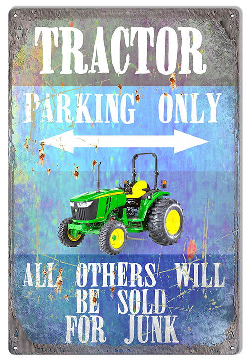 Tractor Parking Only Vintage Style Metal Sign 12 × 18