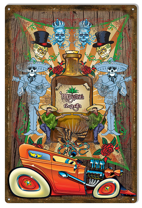 Art Tequila Time Vintage Style Metal Sign 12 × 18