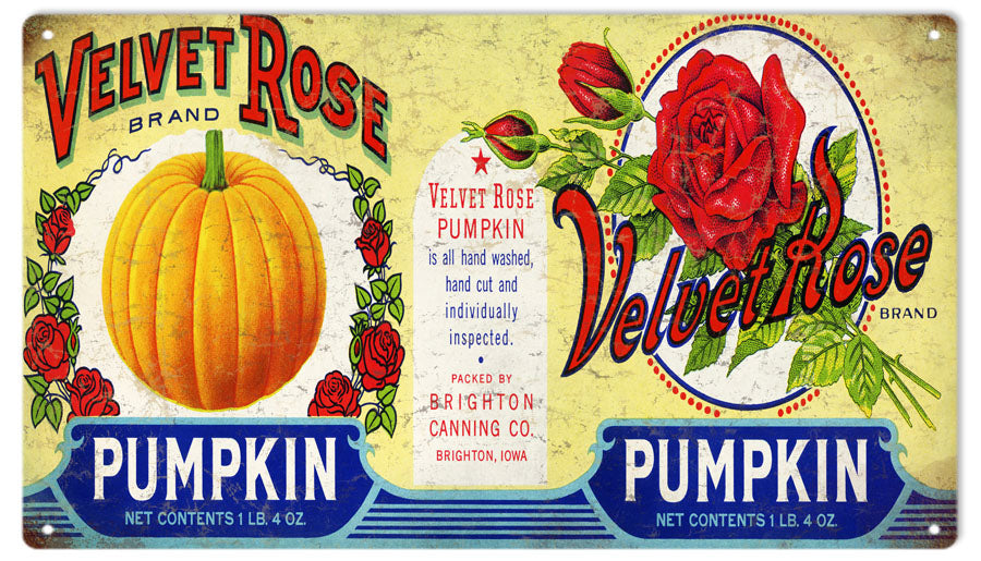 Velvet Rose Pumpkin Label 8×14