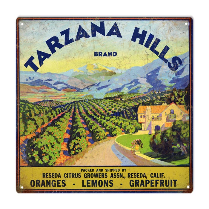 Tarzan Hills Fruit Growers Farmers Vintage Style Metal Sign 12 x 18