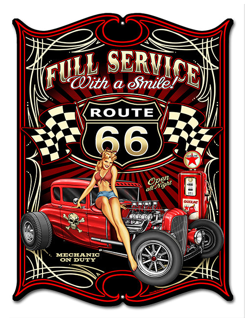 Route 66 Pin Up Girl 14x18