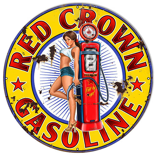 Red Crown Gasoline Pin Up Girl Motor Oil 24x24
