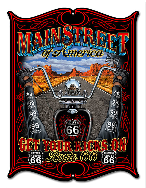 Route 66 Motorcycle Vintage Style Metal Sign 14 x 18