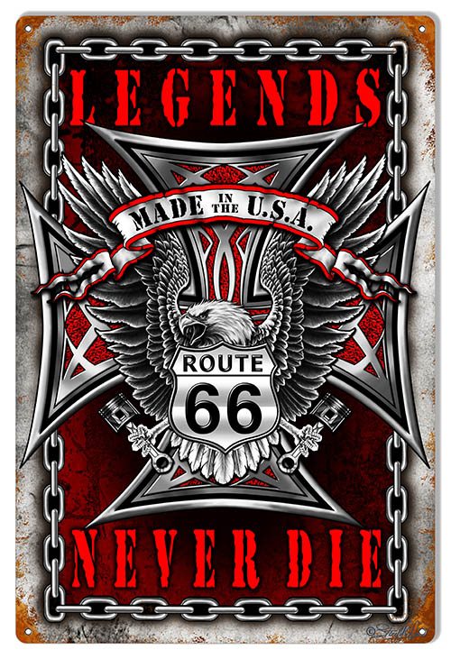 Route 66 Legends Never Die 12x18