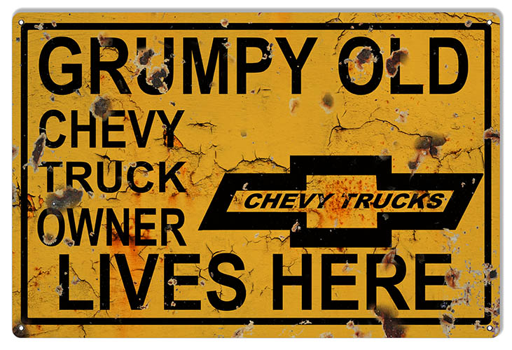 Chevy Truck Owner Lives Here Parking 12×18