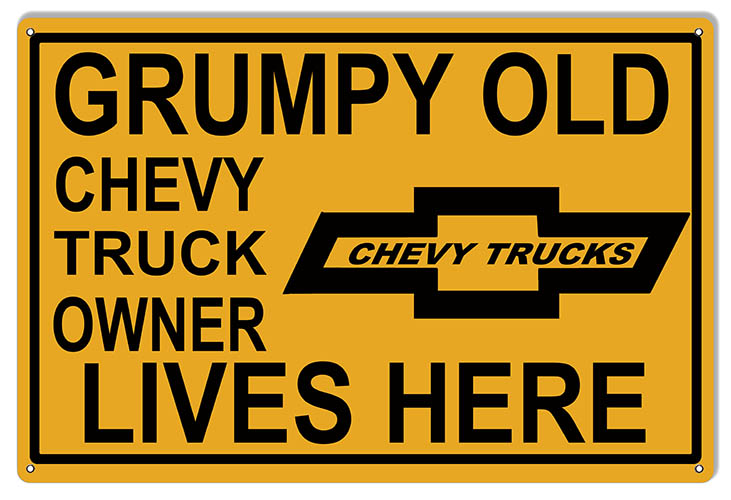 Chevy Truck Grumpy Old Owner Parking 12×18