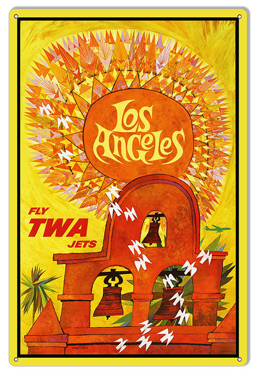 TWA Airlines Los Angeles Travel 12×18