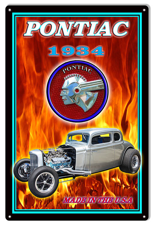 1934 Pontiac Vintage Style Metal Sign 12 x 18