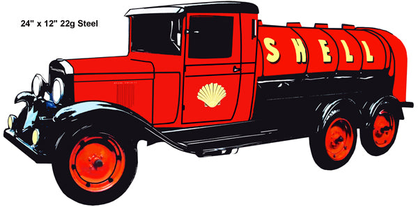 Shell Gas Tank Truck Vintage Style Metal Sign 12 × 24