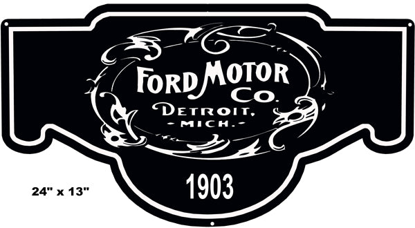 Ford Motors Black 1903 Vintage Style Metal Sign 24 x 24