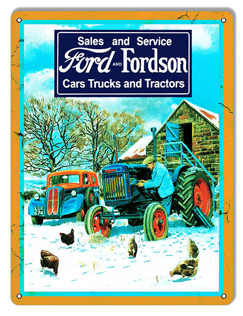Ford And Fordson Trucks And Tractors Vintage Style Metal Sign 9 x 12